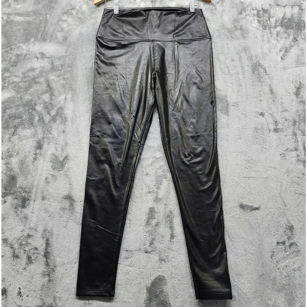 Hot Kiss Pants Womens‎ L Black Faux Leather Pull On High Rise Leggings Ankle